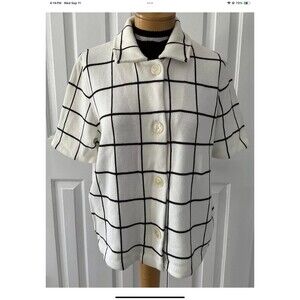 Lauren Ralph Lauren Window Pane Sweater/Cardigan Short Sleeves Women’s Sz XL